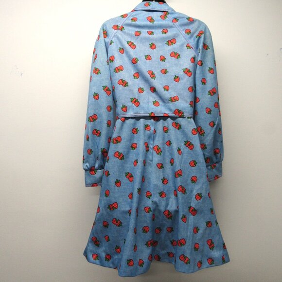 Vintage 70s Melissa Lane Strawberry Print Dress & Tie Jacket Topper Set sz 12 - Picture 3 of 8